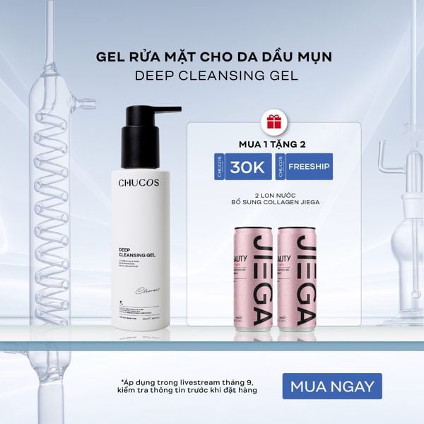  [Only For Web] Gel Rửa Mặt Sạch Sâu Cho Da Dầu Mụn Chucos Deep Cleansing Gel 150ml & [2 lon] Nước Uống Jiega 