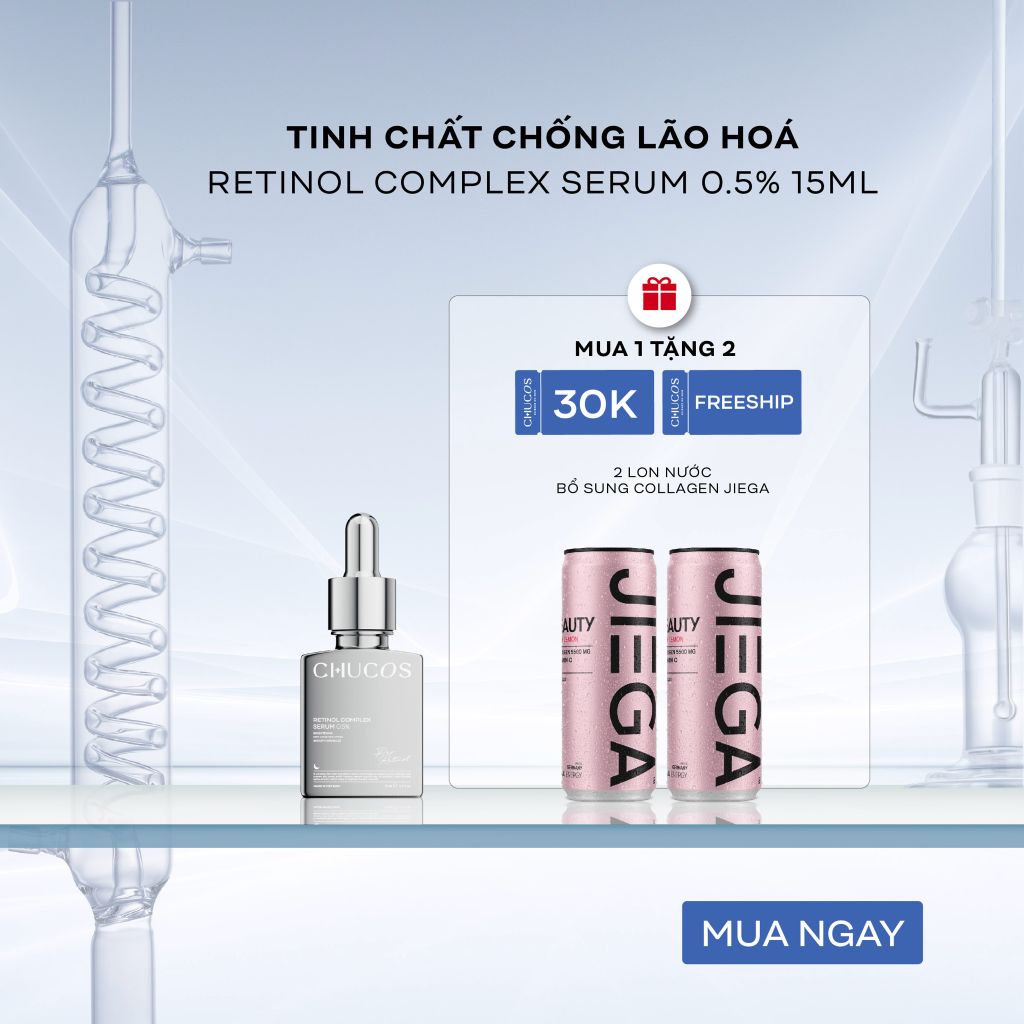  [Only For Web] Tinh Chất Chống Lão Hoá Retinol Complex Serum 0.5% 30ml & [2 lon] Nước Uống Jiega 