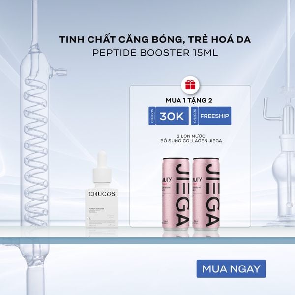  [Only For Web] Tinh Chất Căng Bóng, Trẻ Hoá và Dưỡng Ẩm Da Chucos Peptide Booster 15ml & [2 lon] Nước Uống Jiega 