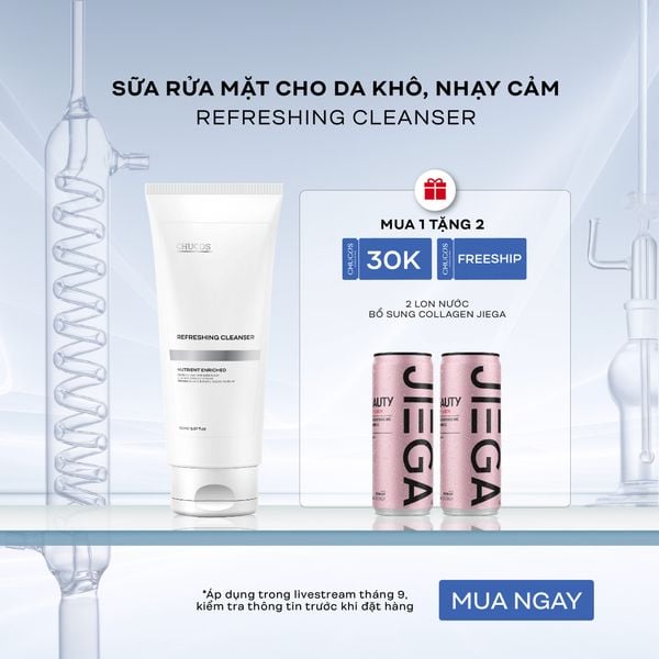  [Only For Web] Sữa Rửa Mặt Sạch Nhẹ Dịu, Bổ Sung Độ Ẩm Cho Da Khô, Nhạy Cảm Chucos Refreshing Cleanser 150ml & [2 lon] Nước Uống Jiega 