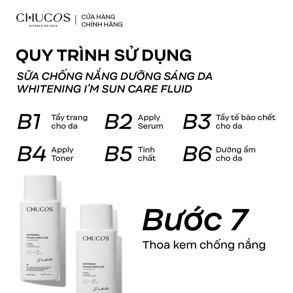 Sữa Chống Nắng Dưỡng Sáng Da Chucos Whitening I'm Sun Care Fluid 50ml