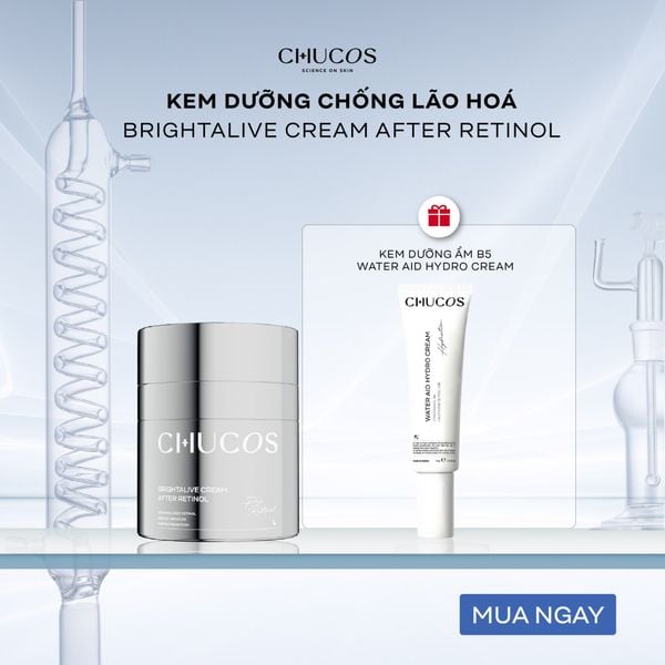  [Combo quà tặng] Kem dưỡng  Kem Dưỡng Giảm Nếp Nhăn, Chống Lão Hoá Chucos Brightalive Cream - After Retinol 50gr và Gel cấp ẩm 