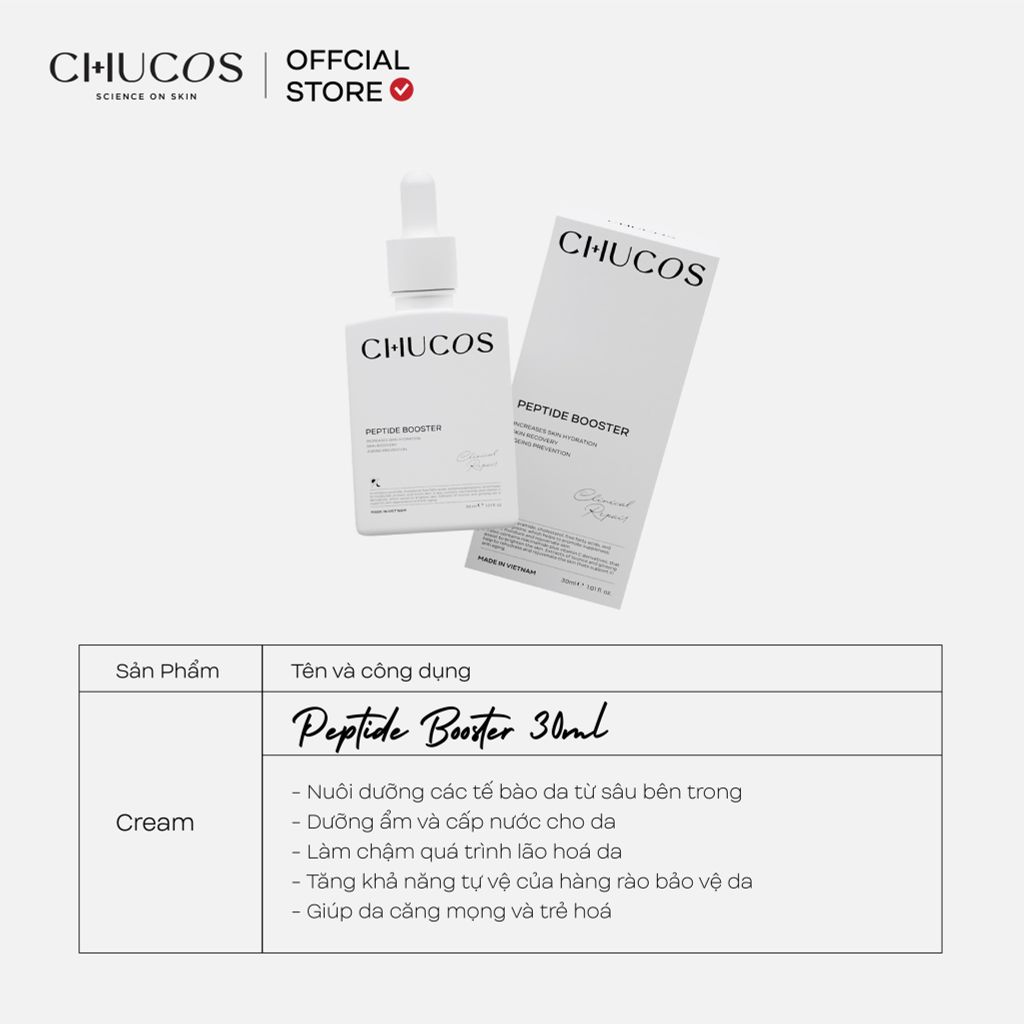 Tinh Chất Căng Bóng, Trẻ Hoá và Dưỡng Ẩm Da Chucos Peptide Booster 30ml