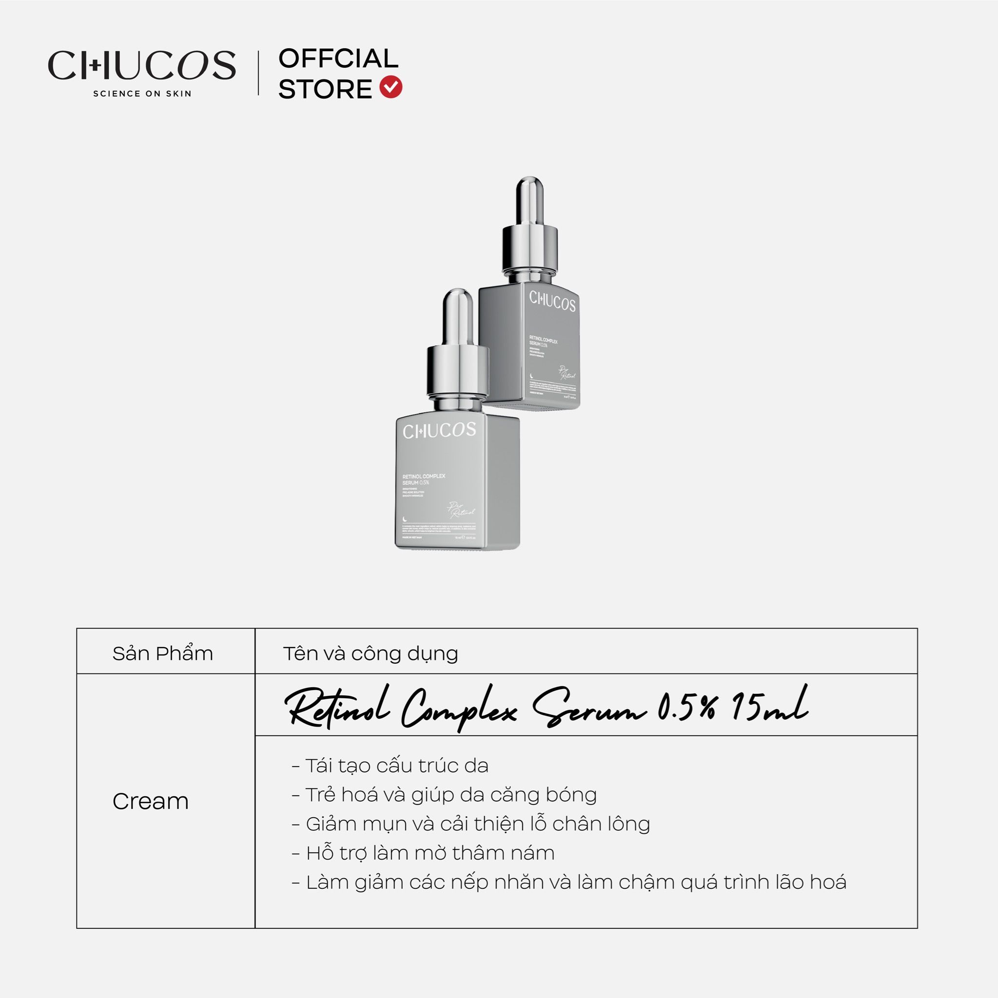  Tinh Chất Chống Lão Hoá Retinol Complex Serum 0.5% 15ml 