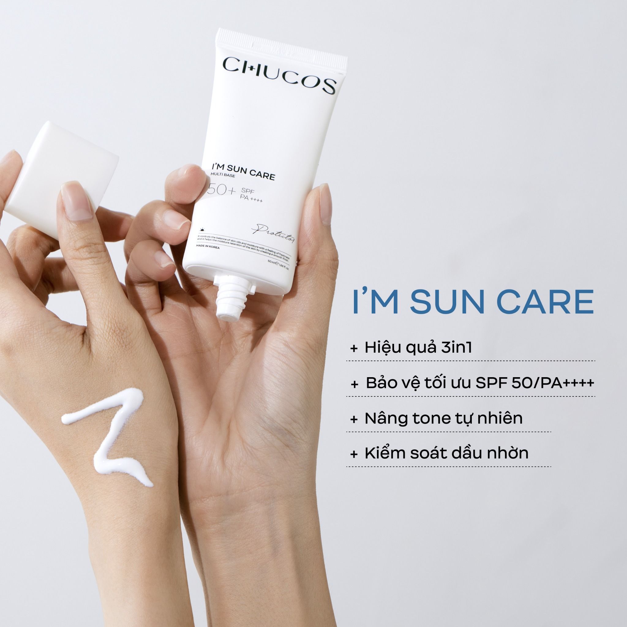  [Combo Quà Tặng] Kem Chống Nắng Bảo Vệ Da Và Nuôi Dưỡng Làn Da Chucos I’m Sun Care Multi Base 50ml + Gel cấp ẩm Water Aids 50gr 