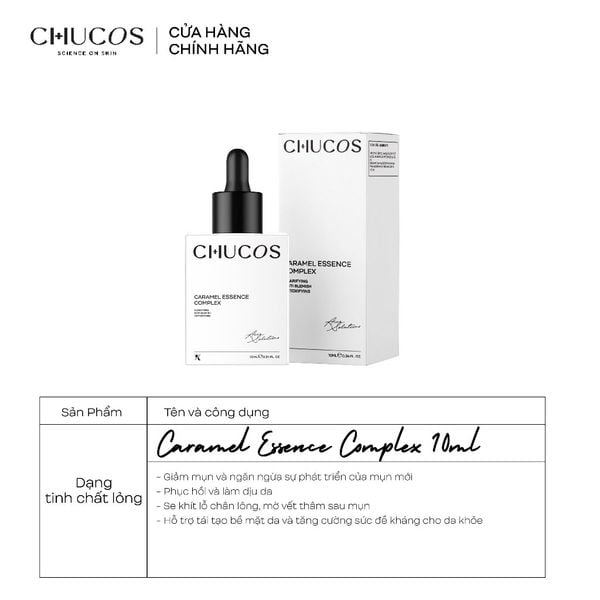  [Combo Quà Tặng] Serum Giảm Mụn, Mờ Thâm Chucos Caramel Essence Complex 10ml + Gel cấp ẩm Water Aid 50gr 