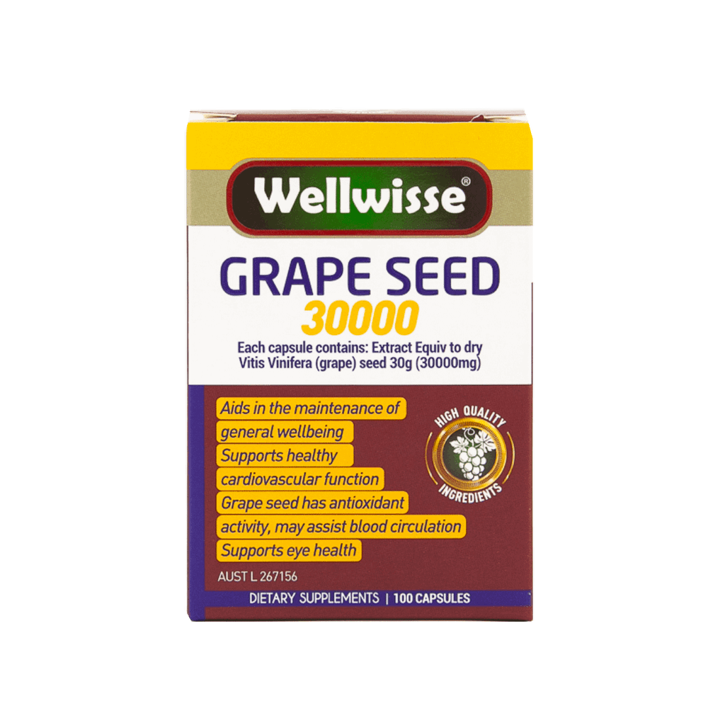 Viên Uống Tinh Chất Hạt Nho Wellwisse Grape Seed 30000 (100 viên)