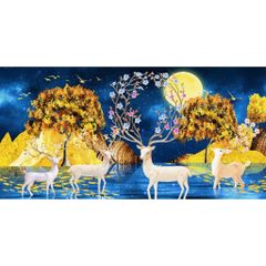 E89 Tranh thêu hươu nai