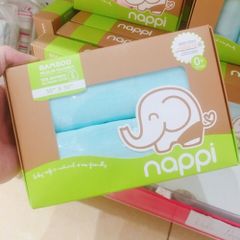 Hộp 6 khăn sữa sợi tre Nappi 30x30 cm xanh