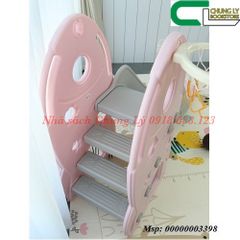 Cầu trượt kèm khung bóng rổ Tên lửa 45*197*100