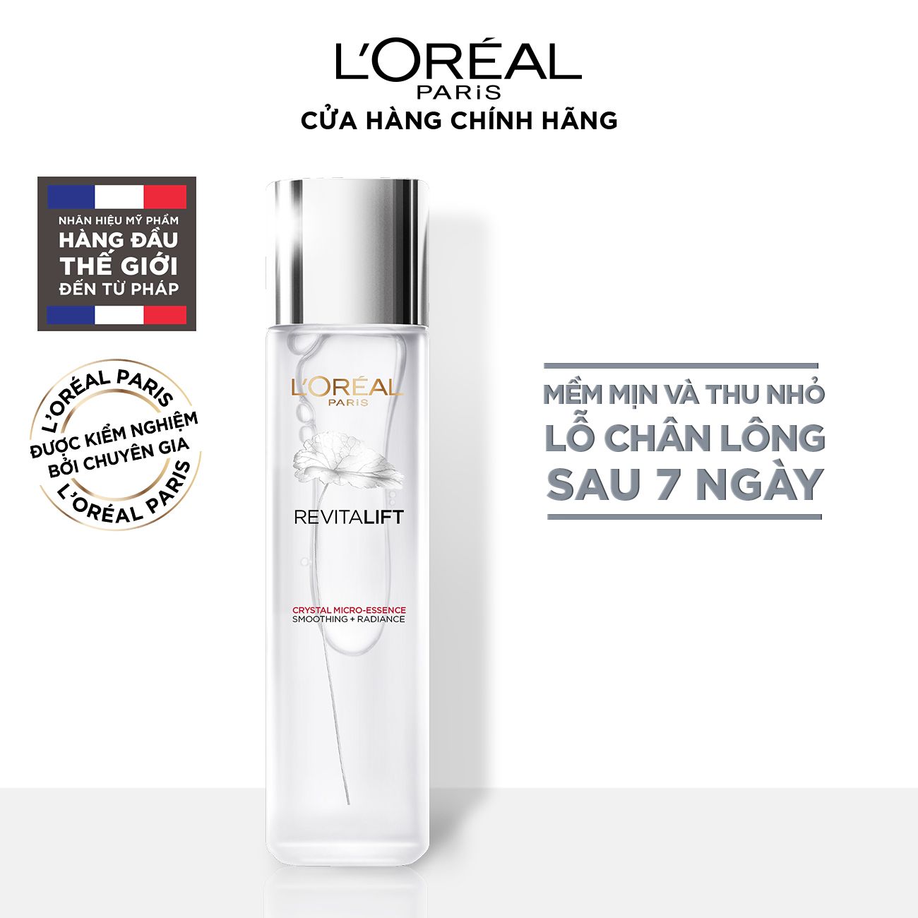  Dưỡng Chất Căng Mướt Da L'Oréal Paris Revitalift Crystal Micro Essence 130ml 
