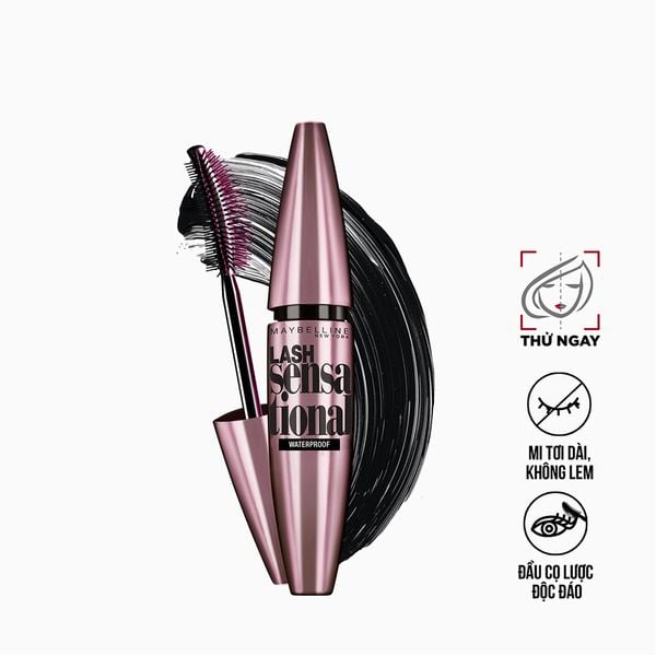 Mascara Dài Mi & Tơi Mi Tự Nhiên Maybelline New York Lash Sensational Waterproof Chuốt Mi Không Lem Không Trôi 10ml