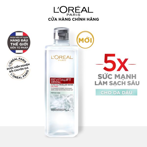 Nước tẩy trang đa năng 3-in-1 L’Oreal Paris Micellar kiềm dầu cho làn da sáng mịn rạng rỡ 400ml