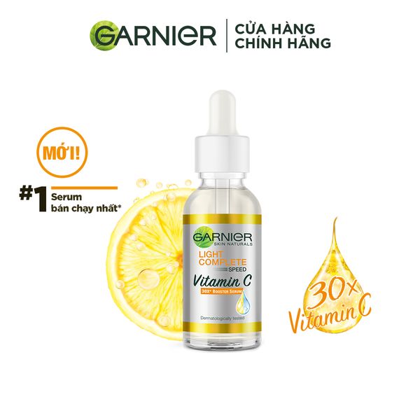 Tinh chất tăng cường sáng da mờ thâm Garnier Light Complete 30x Vitamin C Booster Serum 30ml