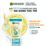  Sữa rửa mặt 3-trong-1 giảm mụn & sáng da Garnier Bright Complete Anti-Acne Foam 90ml 