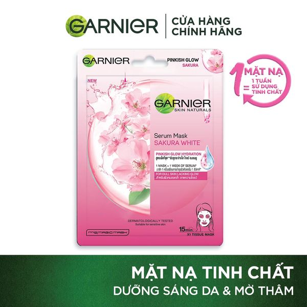 Mặt nạ tinh chất Sakura & Hyarulon căng mướt da Garnier Hydra Bomb Sarura White Serum Mask 28g