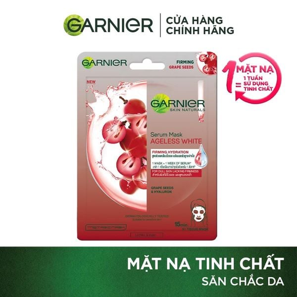 Mặt nạ tinh chất Nho đỏ & Hyaluron săn chắc da Garnier Hydra Bomb Grape Seed Serum Mask 28g