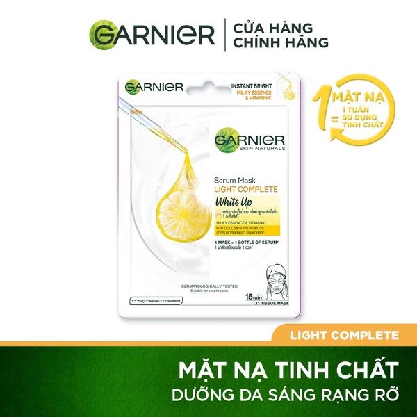 Mặt nạ tinh chất Sữa tươi & Vitamin C sáng mượt da Garnier Light Complete White Up Serum Mask 28g