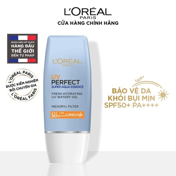 Kem chống nắng dưỡng ẩm & chống nhờn rít L’Oréal Paris UV Perfect Super Aqua Essence SPF50+ PA++++