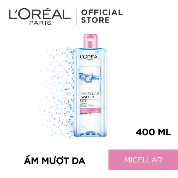 Nước tẩy trang đa năng làm sạch sâu 3-in-1 L’Oréal Paris Micellar Water 400ml – Dưỡng ẩm da