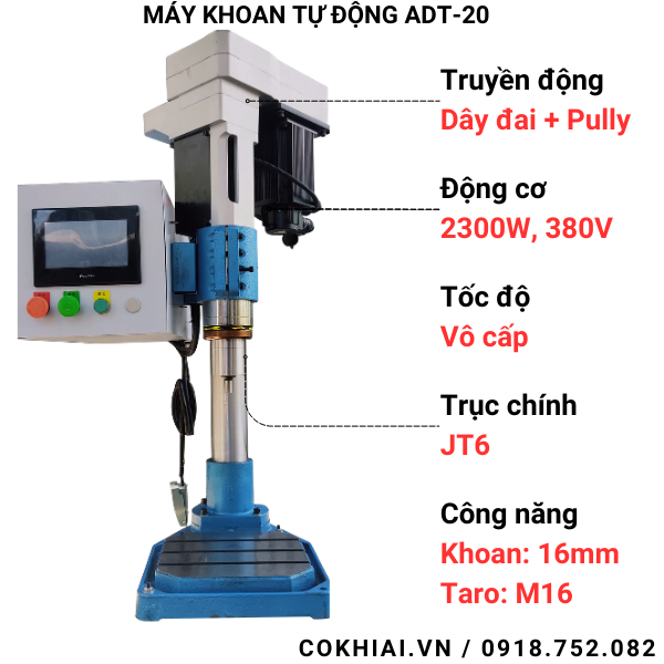 Thông số kỹ thuật máy khoan taro NC Unifast ADT-20