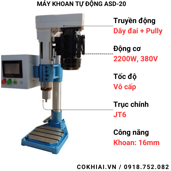 Thông số kỹ thuật máy khoan tự động ASD-20