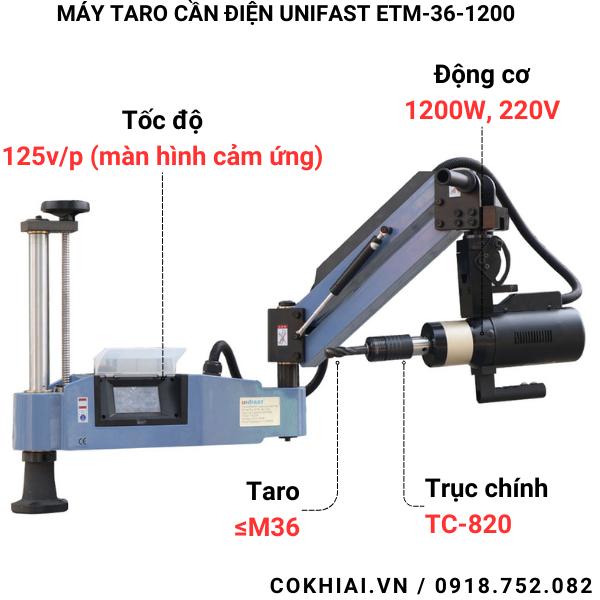 THông số máy taro cần điện Unifast ETM-36-1200