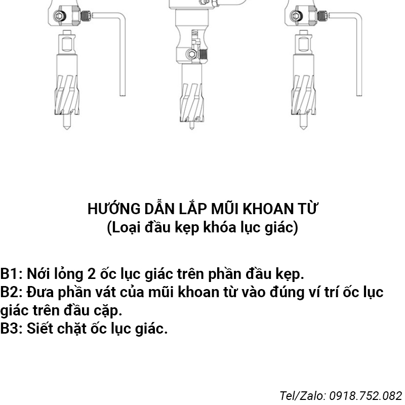 Đầu cặp mũi khoan từ MT3x50x19.05