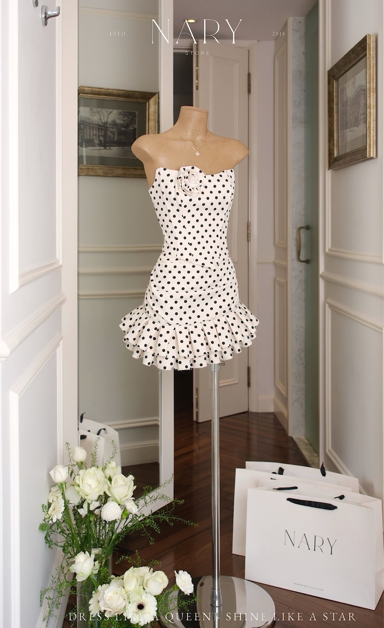 Set Cup Chấm Bi Đính Hoa