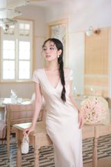 Đầm Lụa Suông Cổ V