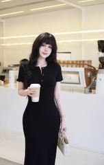 Đầm Thun Viền Bèo Tay Con