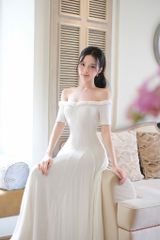 Đầm Len Xoắn Bẹt Vai