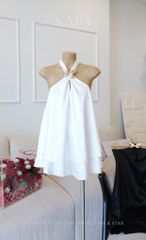 Đầm Lụa Tầng Khoét Kèm Bướm