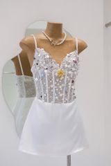 Đầm Lưới Kim Sa Phối Lụa