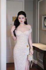 Đầm Ren Bẹt Vai kèm Charm