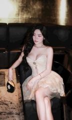 Đầm Cúp Thêu Hoa Đính Cườm