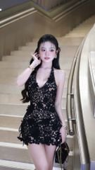 Đầm Cột Yếm Hoa Đính Nơ