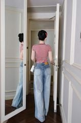 Quần Jean Ống Rộng Đường Chỉ