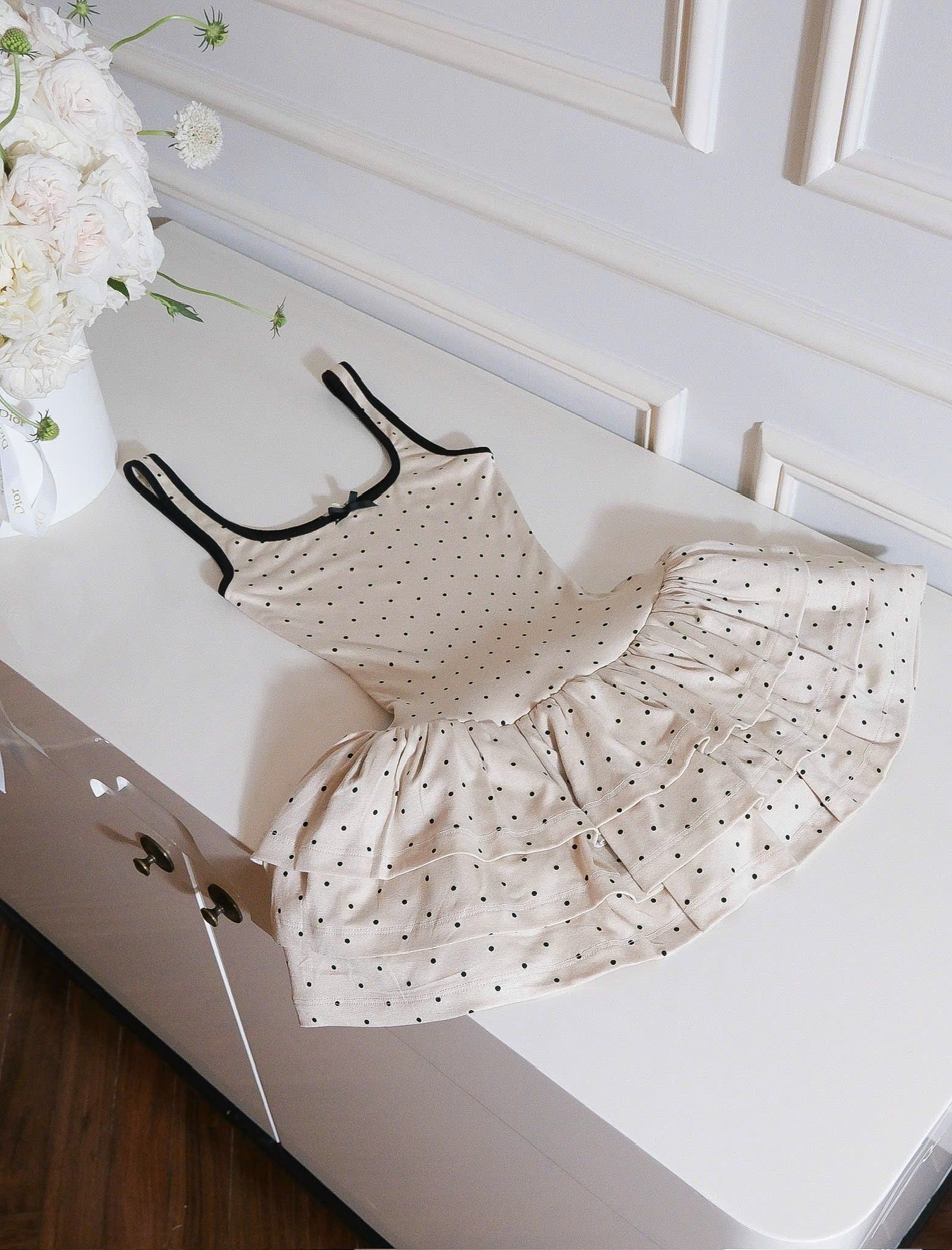 Đầm Chấm Bi Tầng Viền Màu