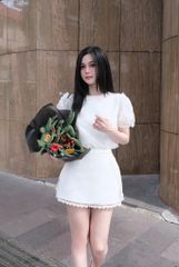 Set Xô Áo Tay Phồng + CV Viền Ren