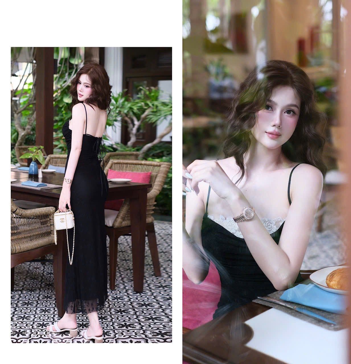 Đầm Cổ Đổ Cột Dây Sau