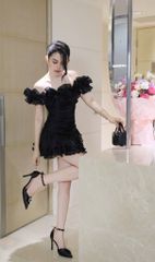 Đầm Voan Bẹt Vai Đính Bông