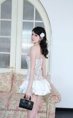Đầm Lưới Đan Dây Phối Lụa
