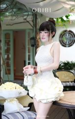 Đầm Ren Hở Lưng Tùng Bí