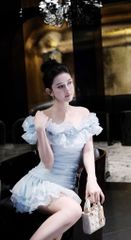 Đầm Voan Bẹt Vai Đính Bông