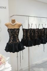 Đầm Lưới Đan Dây Phối Lụa
