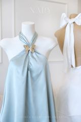 Đầm Lụa Tầng Khoét Kèm Bướm