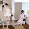 Đầm Yếm Lưới Nền Hoa