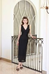 Đầm Thun Cổ V Đính Hoa