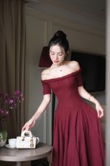 Đầm Len Xoắn Bẹt Vai